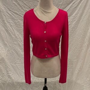 Women's Pink Button-Up Cropped Cardigan